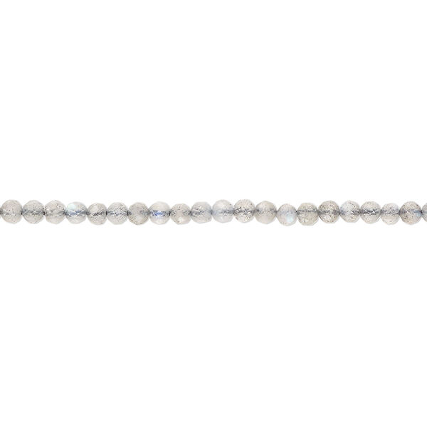 Bead, labradorite (natural), 2mm hand-cut faceted round, B- grade, Mohs hardness 6 to 6-1/2. Sold per 13-inch strand, approximately 170 beads. image number 0