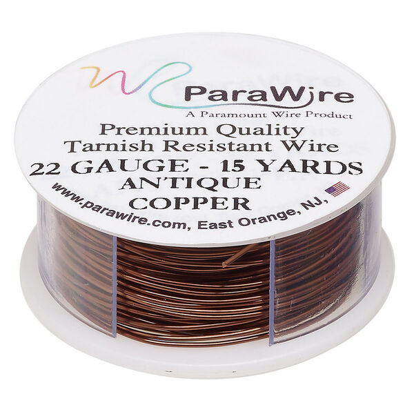 Wire, ParaWire™, antiqued copper, round, 22 gauge. Sold per 15-yard spool. image number 0
