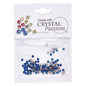 Flat back 144pk Capri blue foil back, Crystal Passions® 2.1-2.3mm rose round SS7 2058