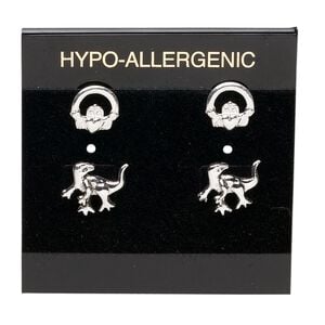 Earring card, flocked plastic, black and gold, 2x2-inch square with "HYPO-ALLERGENIC." Sold per pkg of 100.
