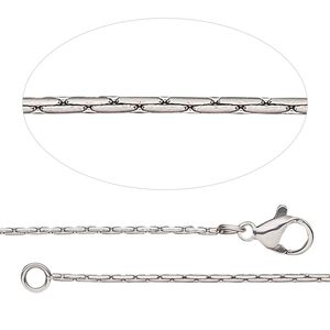 Chain 1pkg1 stringing, 1mm / lobster claw clasp, stainless steel 18 & 20 inch