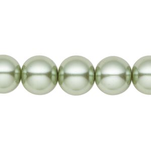 Bead, crystal pearl, sage, 12mm round. Sold per 15-1/2" to 16" strand, approximately 30 beads.