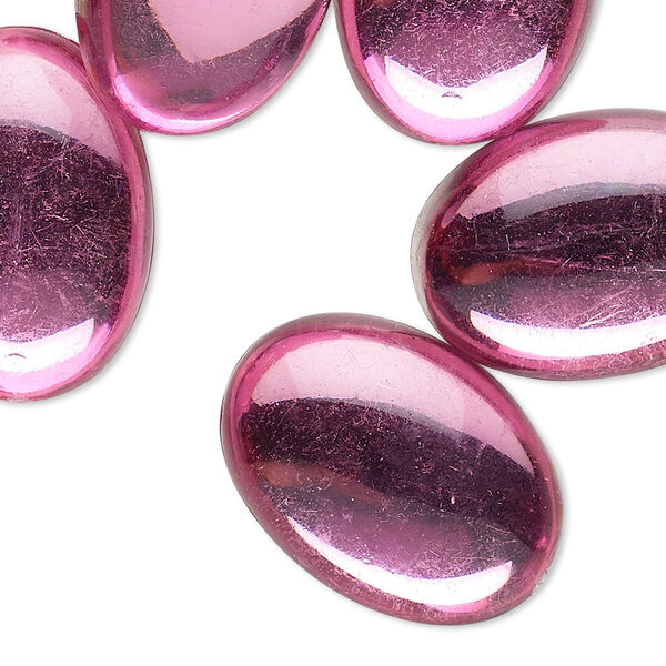 Cabochon, acrylic, transparent pink, 25x18mm non-calibrated oval. Sold per pkg of 6. image number 0