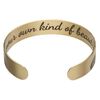 Bracelet cuff 1pkg1 antique gold-finished brass, black, 12mm wide with mermaid on outside / "Be your own kind of beautiful" on inside. image number 1