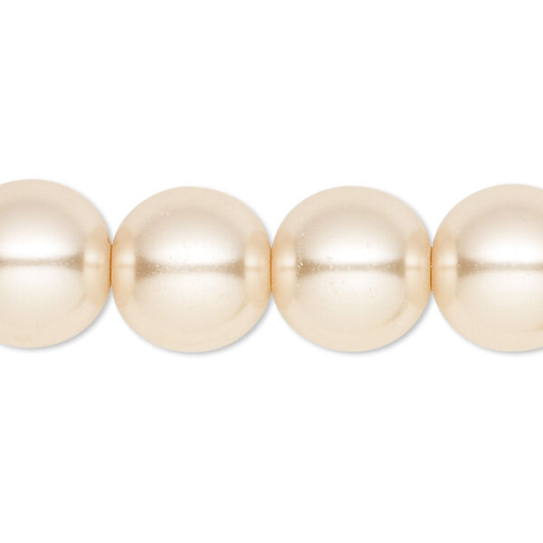 Bead, crystal pearl, cream, 14mm round. Sold per 15-1/2" to 16" strand, approximately 25 beads. image number 0