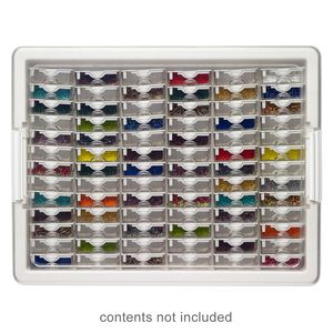 Organizer, Tiny Containers Tray™, Bead Storage Solutions™, plastic, clear and opaque off-white, 13-3/4 x 10-1/2 x 2 inches with (78) 2 x 1-1/8 x 3/4 inch containers. Sold per 82-piece set.