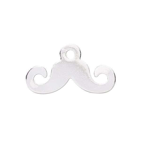Charm, silver-finished steel, 28x11mm mustache. Sold per pkg of 10. image number 0