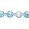 Bead, glass 1pkg8, opaque white and turquoise blue, 10mm hand-painted round. image number 0