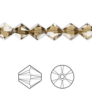 Bead 12pk smoky quartz, Crystal Passions® 8mm bicone 5328