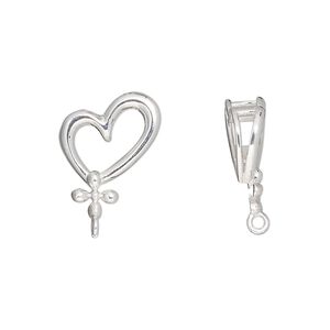 Slide, sterling silver, 17x13.5mm heart with closed loop. Sold individually.