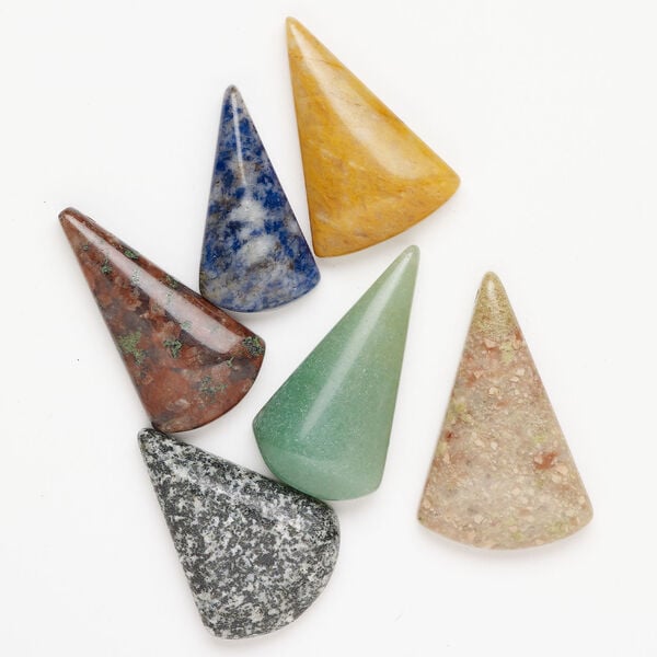 Multi-gemstone 1pkg6, top-drilled puffed / flat fan focal mix 37x21mm-50x34mm image number 0