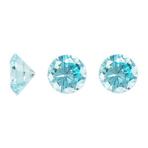 Drop, cubic zirconia, aqua blue, 12mm hand-faceted round, Mohs hardness 8-1/2. Sold per pkg of 2.
