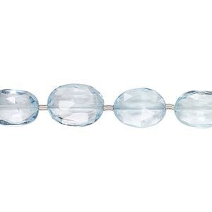 Sky blue topaz 1pkg10, hand-cut faceted puffed oval bead graduated 9x7mm-10x8mm