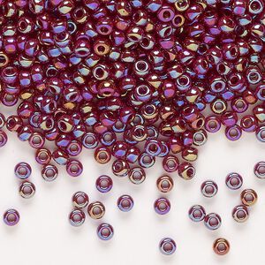 Seed bead, Miyuki, glass, pkg/50g, #8 rocaille, opaque rainbow currant (RR-3470).