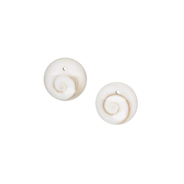 Drop, tapestry turban shell (assembled), white and black, 10mm round, Mohs hardness 3-1/2. Sold per pkg of 2. image number 0