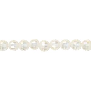 Bead 1pk 96 facets translucent crystal opal AB half-matte, Celestial Crystal® 6mm round 8 inch