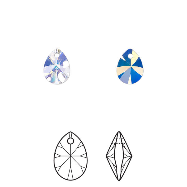 Drop 6pk crystal AB, Crystal Passions® 8x6mm pendant mini pear 6128 image number 0
