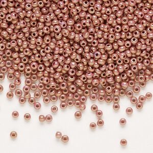 Seed bead, Preciosa Ornela Czech glass, pkg/500g, #11 rocaille, opaque rose luster chalkwhite, (46095).