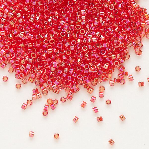Seed bead, Delica®, glass, pkg/50g, #11 round, translucent rainbow red (DB-0172). image number 0