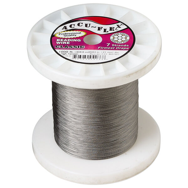 Beading wire, Accu-Flex®, nylon and stainless steel, clear, 7 strand, 0.0083-inch diameter, high tension. Sold per 1,000-foot spool. image number 0