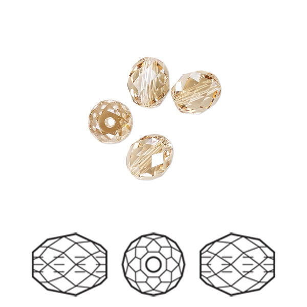 Bead 4pk crystal golden shadow, Crystal Passions® 7x6mm olive briolette 5044 image number 0