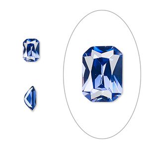 Gem, cubic zirconia, spinel blue, 7x5mm faceted emerald-cut, Mohs hardness 8-1/2. Sold per pkg of 2.