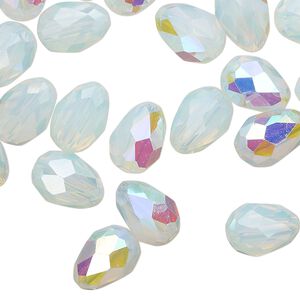 Bead Celestial Crystal® 1pkg40, 11X7.5mm-12X8mm teardrop / 66 facets, translucent frosted clear AB