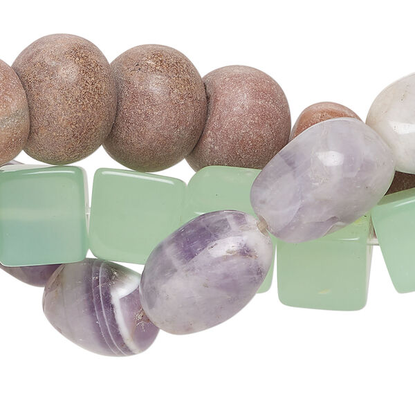Multi-gemstone 1pkg3, mixed shape bead 15 inch mix 6x4mm-43mm image number 0