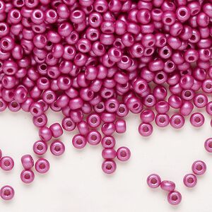 Seed bead, Preciosa Ornela Czech glass, pkg/500g, #8 rocaille, opaque PermaLux dyed purple chalkwhite, (22013).