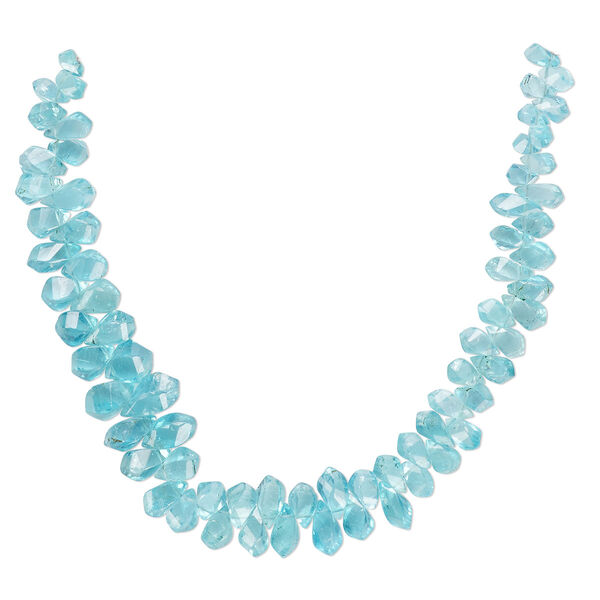 Bead, apatite (natural), 5x3mm-9x6mm graduated hand-cut top-drilled faceted twisted teardrop, B grade, Mohs hardness 5. Sold per 7-inch strand, approximately 65 beads. image number 0