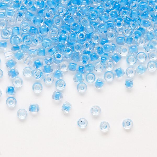 Glass Dyna-Mites™ seed bead 1pkg1, #8 round transparent inside dyed color sky blue (244 8/0 RR) 40g image number 0