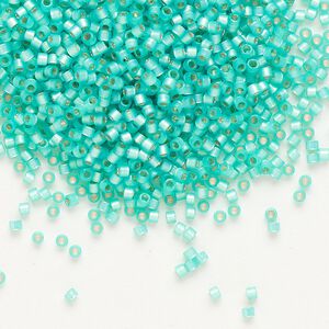 Seed bead, Delica®, glass, pkg/250g, #11 round, translucent silver-lined aqua green (DB-0627).