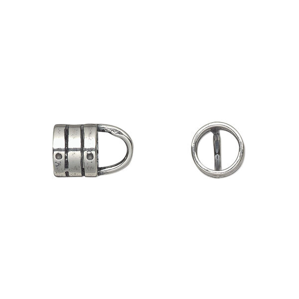 Crimp end, sterling silver, 8x6mm tube with loop, 6mm inside diameter. Sold individually. image number 0