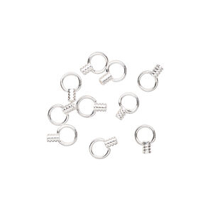 Crimp end 1pkg10 silver-plated, 2.5x1.5mm tube / loop / approx 0.5mm inside diameter, brass