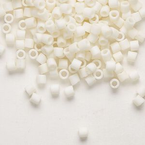 Seed bead, Delica®, glass, pkg/7.5g, #8 round, opaque matte glazed luster cream (DBL-0352).