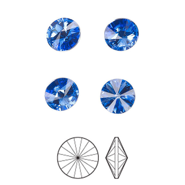 Chaton 144pk sapphire foil back, Preciosa MAXIMA Czech crystal rhinestone 8.16-8.41mm rivoli SS39 image number 0