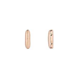 Spacer bar, copper, 11x3mm 2-strand smooth rectangle. Sold per pkg of 20.