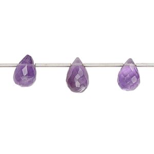 Amethyst 1pkg15, hand-cut top-drilled faceted teardrop bead natural 9x6mm-12x7mm