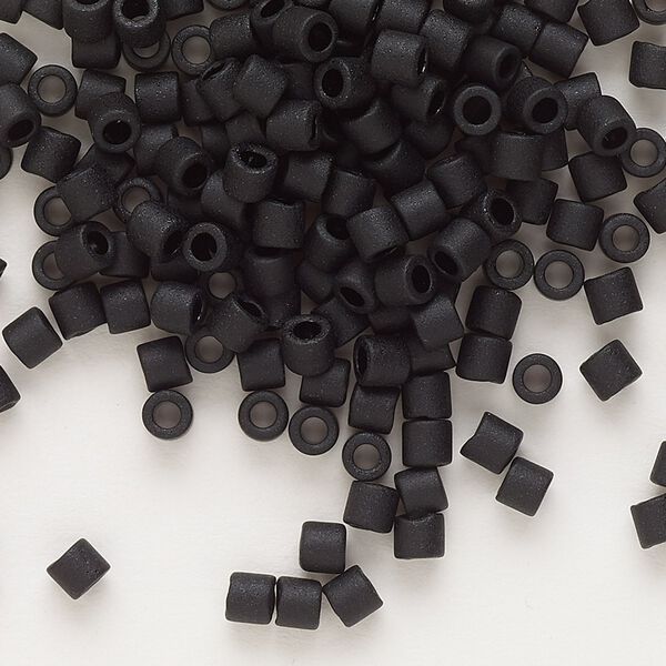 Seed bead, Delica®, glass, pkg/50g, #8 round, opaque matte black (DBL-0310). image number 0