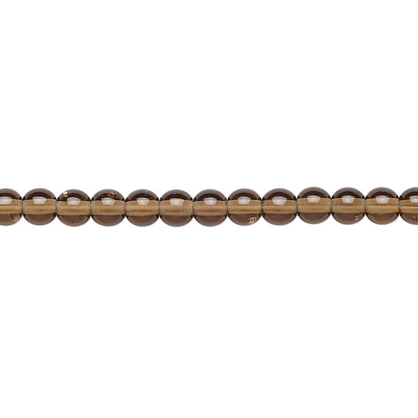 Bead, Preciosa, Czech glass druk, transparent dark brown, 4mm round. Sold per 15-1/2" to 16" strand. image number 0