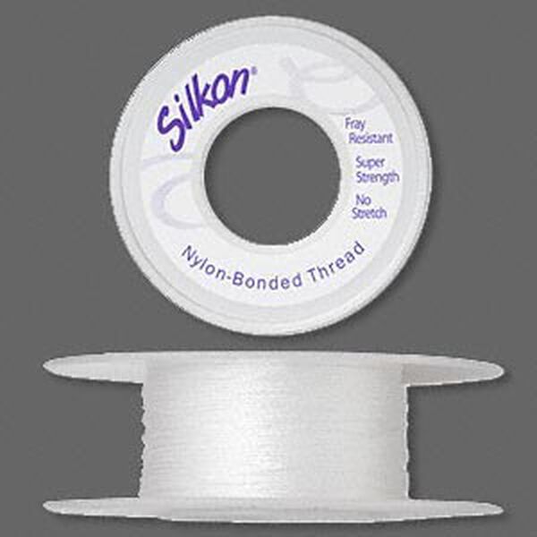 Thread, Silkon®, bonded nylon, lightweight #1, white. Sold per 20-yard spool. image number 0