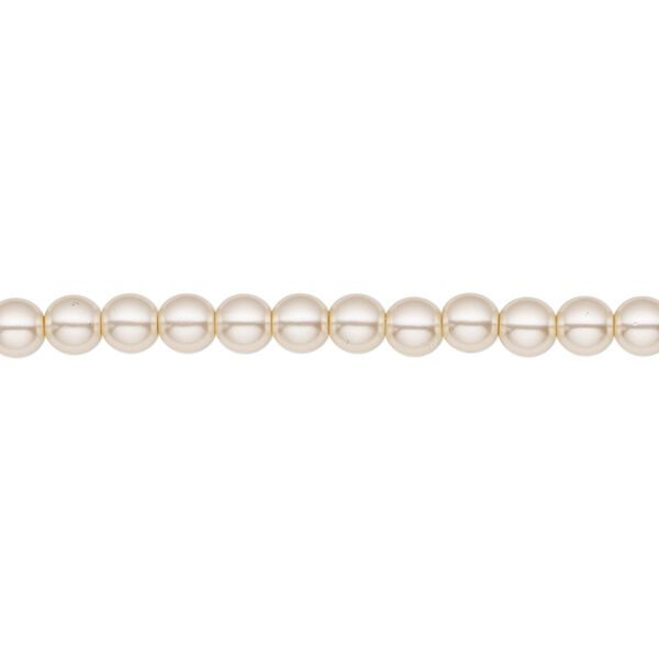 Bead, Czech pearl-coated glass druk, opaque beige, 4mm round. Sold per 15-1/2" to 16" strand. image number 0