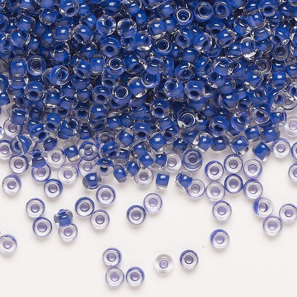Seed bead, Preciosa Ornela Czech glass, pkg/50g, #8 rocaille, transparent terra intensive violet-lined clear, (08A28). image number 0