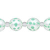 Bead, glass 1pkg8, opaque seafoam green and white, 12mm hand-painted round. image number 0