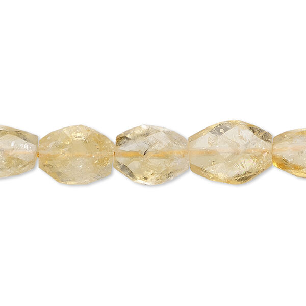Bead, citrine (dyed / heated), 8x6mm-11x9mm hand-cut faceted oval, C grade, Mohs hardness 7. Sold per 16-inch strand. image number 0