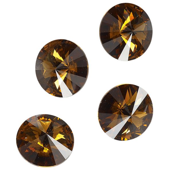 Chaton, topaz, foil back, 16mm faceted rivoli. Sold per pkg of 4. image number 0