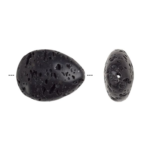 Lava rock 1pkg2, teardrop bead 20x15mm image number 0