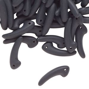 Bead, Czech glass, opaque matte black, 18x6mm talon. Sold per 1-ounce pkg, approximately 70 beads.