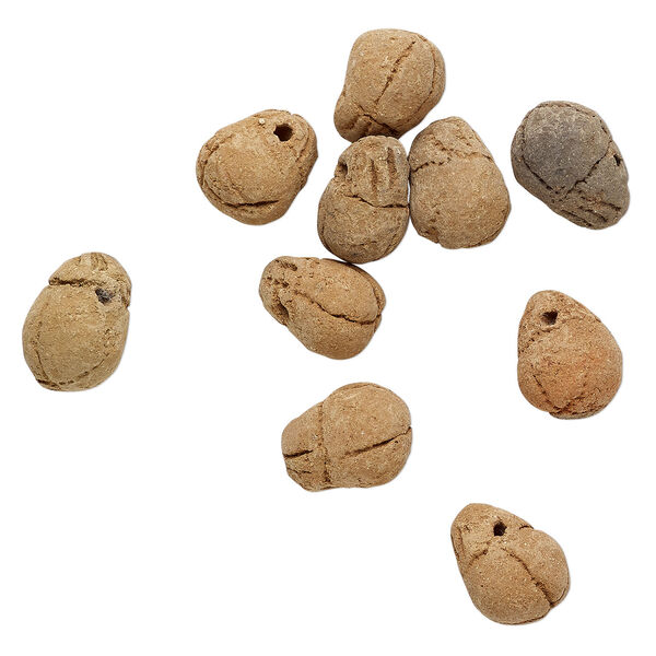Drop mix, clay, mixed colors, 17x12mm-19x15mm teardrop with line design. Sold per pkg of 10. image number 1