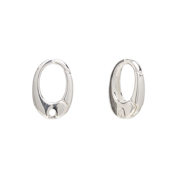 Clasp self-closing clip 1pkg1 sterling silver 15x10mm triggerless oval image number 0